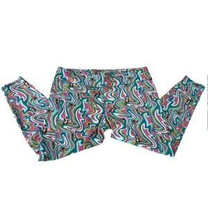 "DISNEY" Leggings Chip & Dale‎ Swirl Multicolor SZ 1X Workout Gym  Exercise Yoga